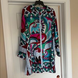 NWT Zara Boho Global Maximalist groovy button down long sleeve Tunic dress L